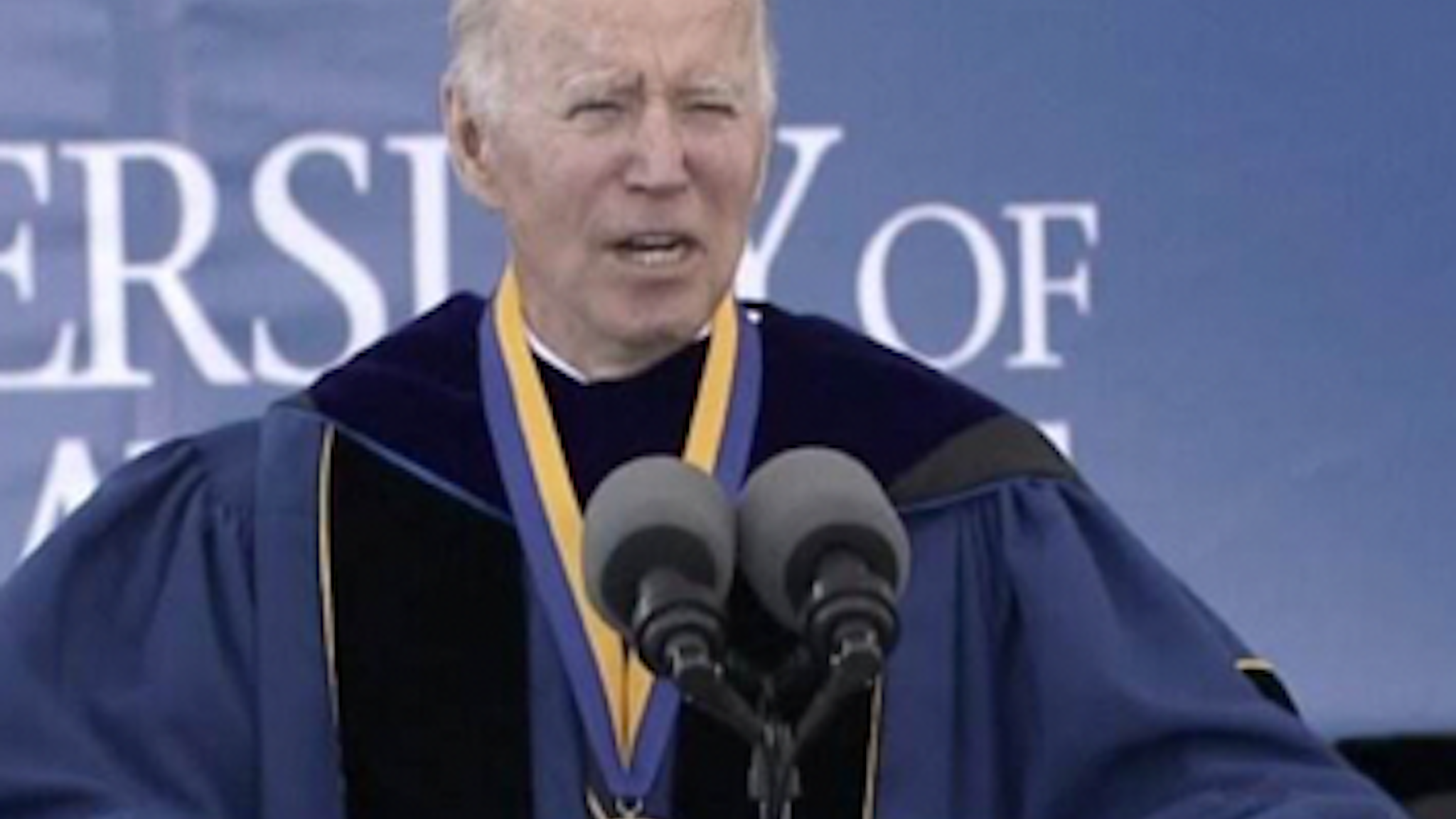 President Biden, speaking at University of Delaware Saturday, repeated the false claim that Jan. 6 rioters killed police officers