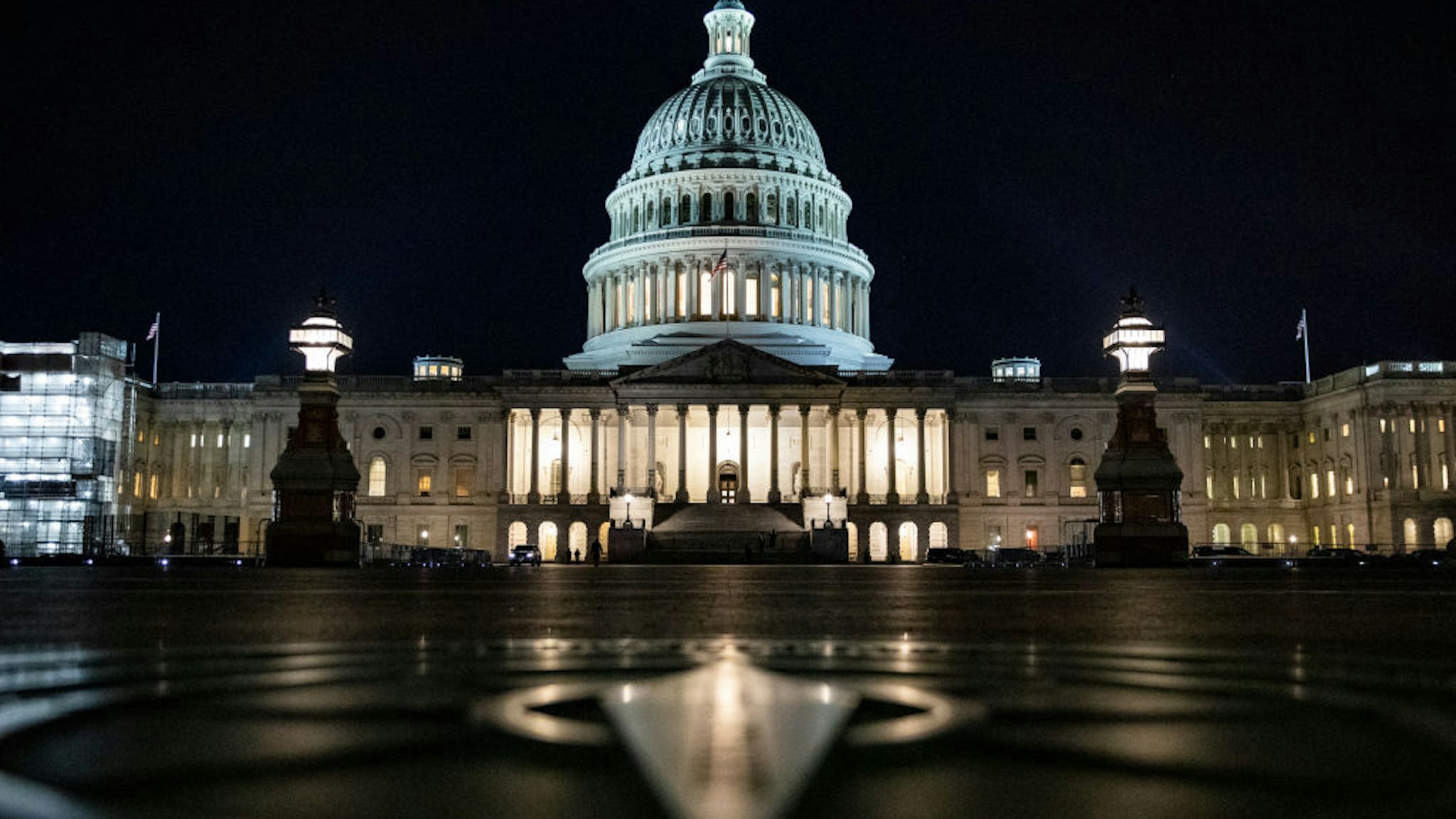 WASHINGTON, DC - JANUARY 29: The Senate impeachment trial of President Donald Trump continues into the night on January 29, 2020 in Washington, DC. Today the trial entered the phase where senators will have the opportunity to submit written questions to the House managers and President Trump's defense team.