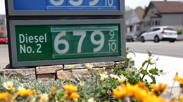 Diesel prices over $6.50 a gallon are displayed at a Chevron gas station on May 02, 2022 in San Rafael, California. The price of diesel has reached an all-time high in the U.S. and is causing trouble in the trucking industry.