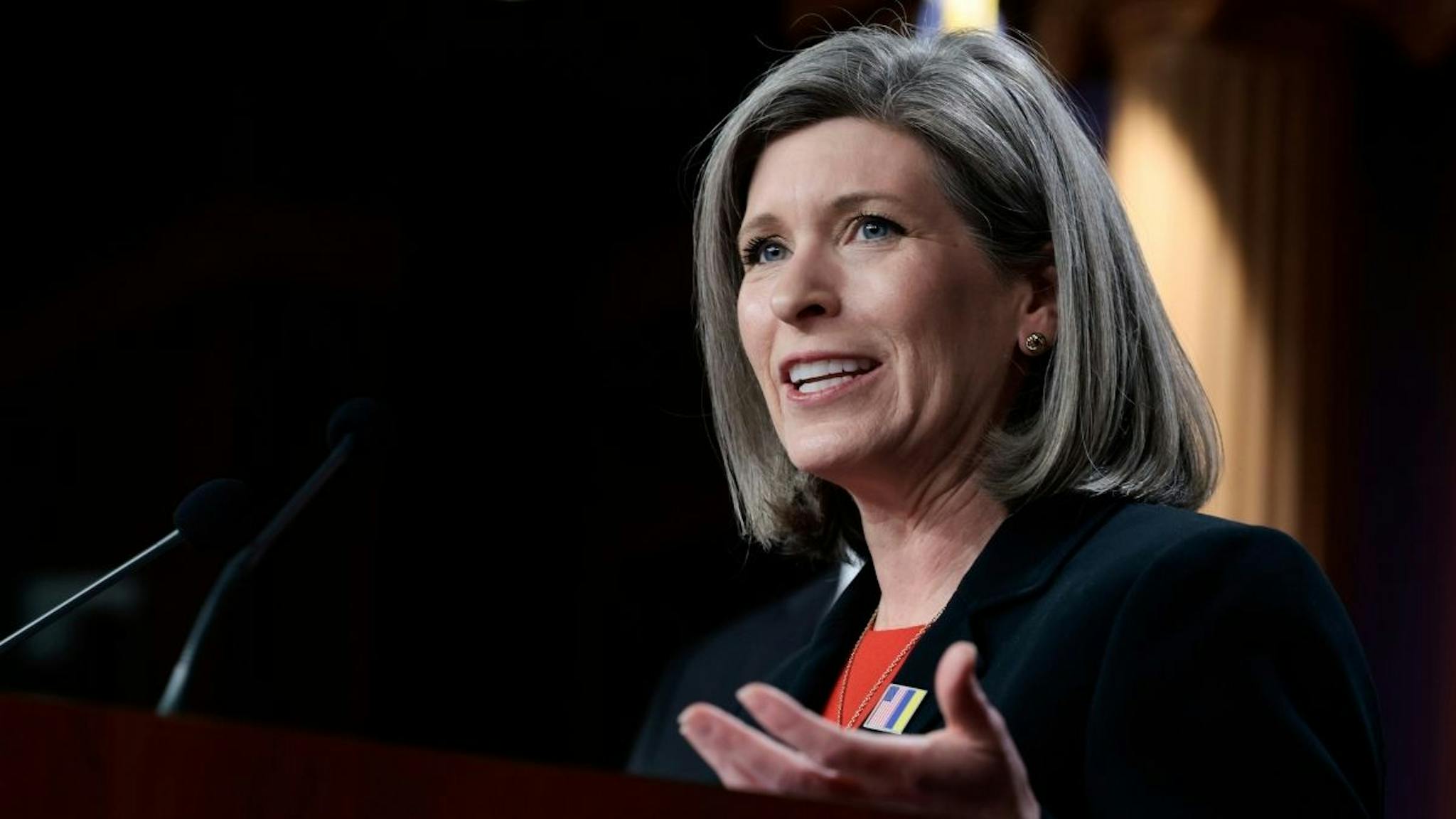 Joni Ernst Sen. Joni Ernst (R-IA) speaks at a Senate Republican news conference in the U.S. Capitol Building on March 09, 2022 in Washington, DC.