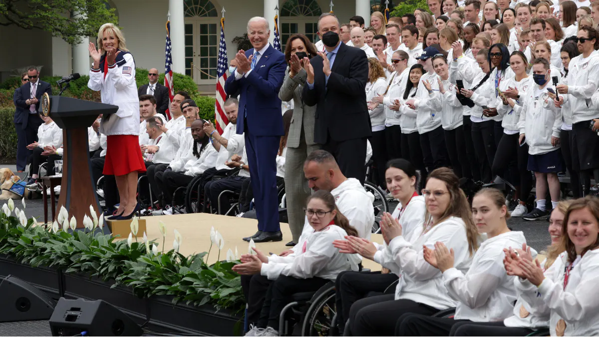 Biden Just Can’t Help Himself As He Shouts ‘Don’t Jump!’ During Photo Op With Paralympic Athletes