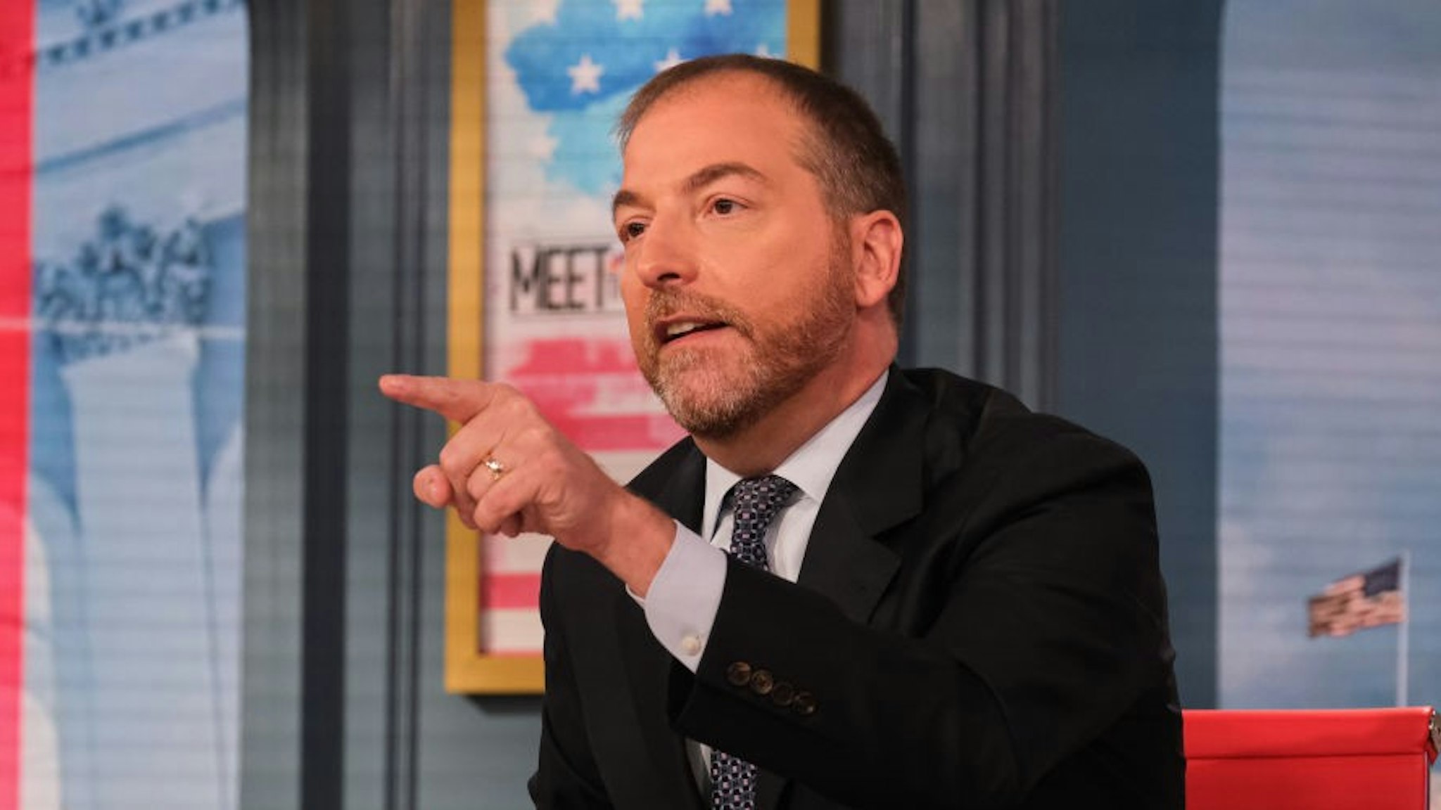 MEET THE PRESS -- Pictured: (l-r) Moderator Chuck Todd appears on Meet the Press" in Washington, D.C., Sunday, September 26, 2021. (Photo by: