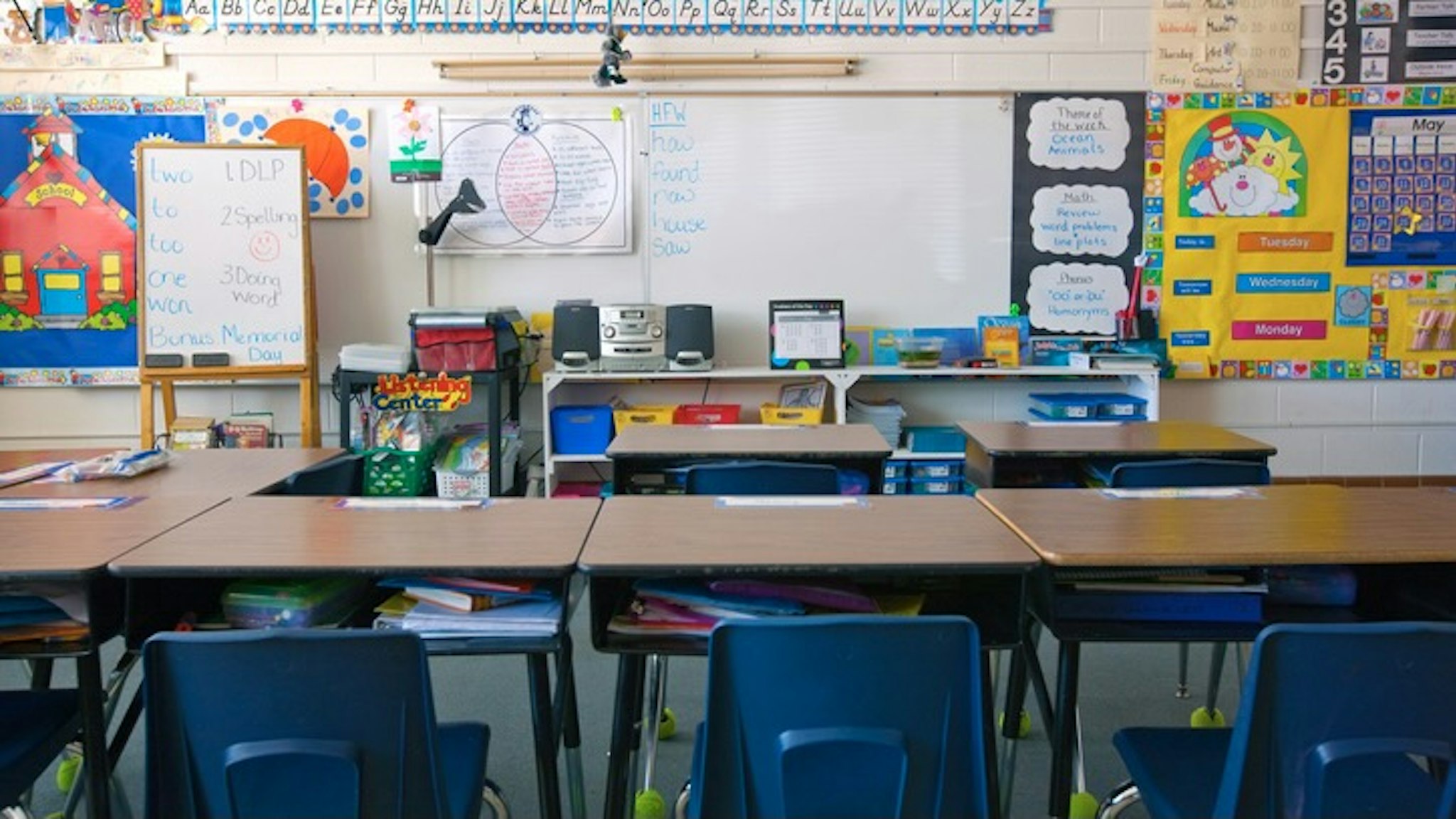 Kindergarten classroom - stock photo Winston-Salem, North Carolina, United States Mint Images via Getty Images