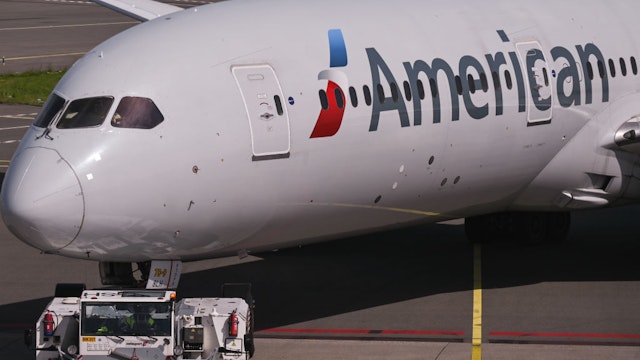 American Airlines aircraft at Amsterdam Airport Schiphol.