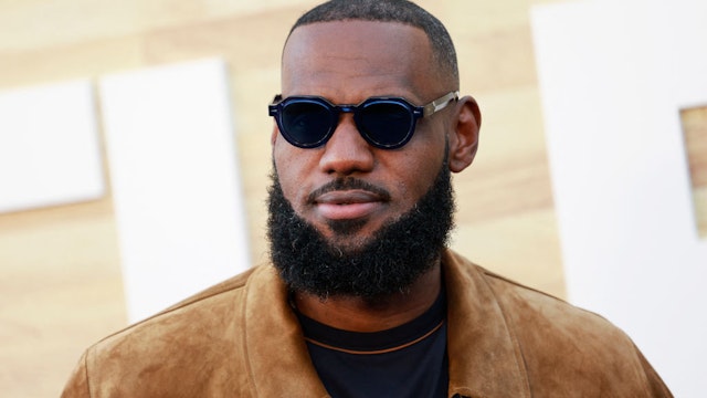 US basketball player LeBron James arrives for Netflix's Los Angeles premiere of "Hustle" held at the Westwood Regency Village Theatre on June 1, 2022 in Los Angeles, California.