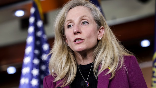 WASHINGTON, DC - APRIL 07: U.S. Rep. Abigail Spanberger (D-VA) speaks on banning stock trades for members of Congress at news conference on Capitol Hill, April 07, 2022 in Washington, DC. Lawmakers have introduced the, Ban Conflicted Trading Act, which would prohibit members of Congress and senior staff from purchasing and selling individual stocks or serving on the board of a for-profit company. (Photo by Kevin Dietsch/Getty Images)
