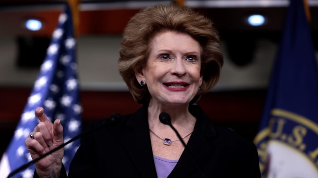 WASHINGTON, DC - MAY 17: Sen. Debbie Stabenow (D-MI), the Senate Committee on Agriculture, Nutrition and Forestry Chairwoman speaks at a press conference on the introduction of legislation to help Americans with the nationwide baby formula shortage at the U.S. Capitol Building on May 17, 2022 in Washington, DC.