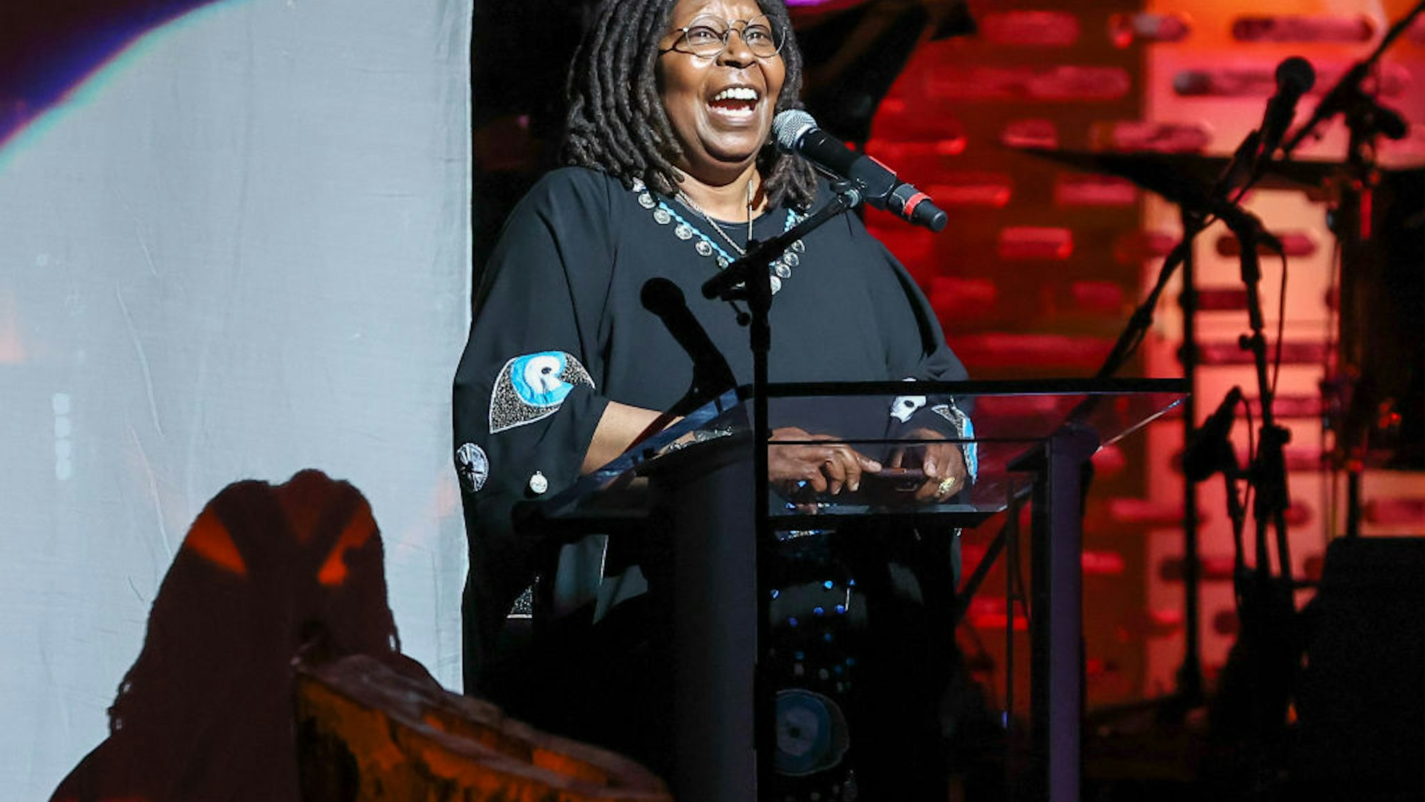 NEW YORK, NEW YORK - JUNE 13: Actress Whoopi Goldberg speaks at the 2022 Apollo Theater Spring Benefit at The Apollo Theater on June 13, 2022 in New York City. (Photo by Arturo Holmes/Getty Images)