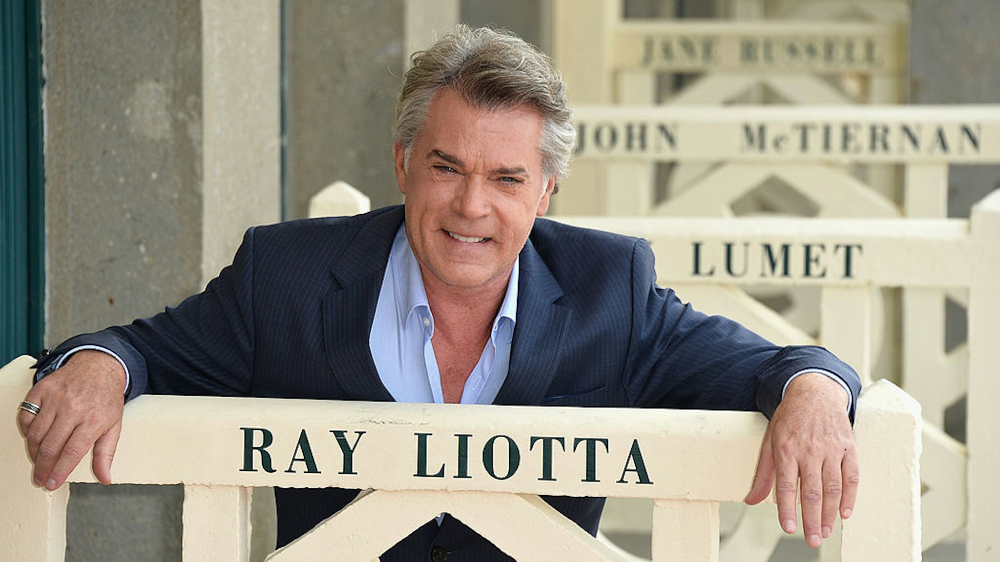 DEAUVILLE, FRANCE - SEPTEMBER 09: Actor Ray Liotta unveils his cabin sign as a tribute for his career along the Promenade des Planches during the 40th Deauville American Film Festival on September 9, 2014 in Deauville, France. (Photo by Pascal Le Segretain/Getty Images)