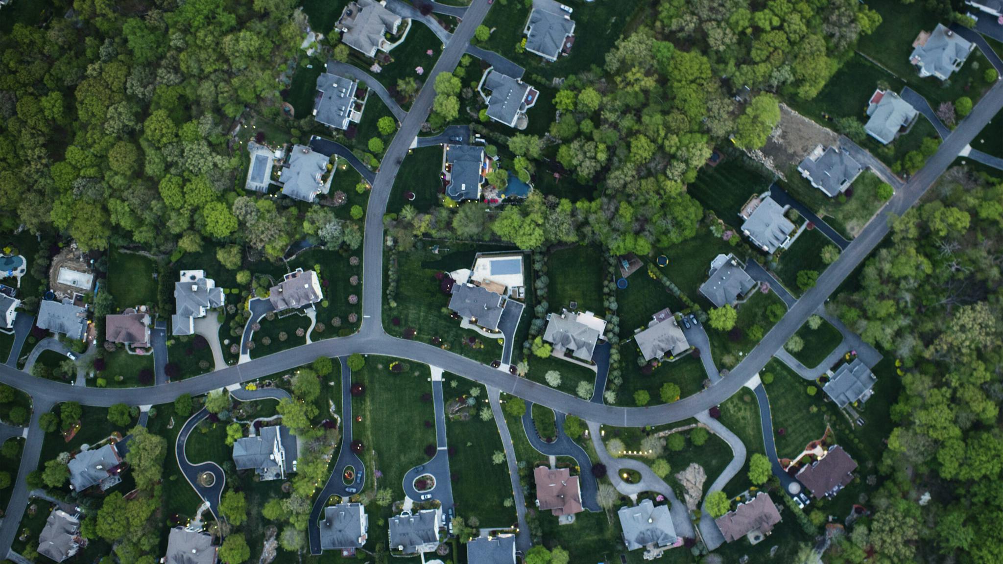 Aerial photography of suburbs, NY