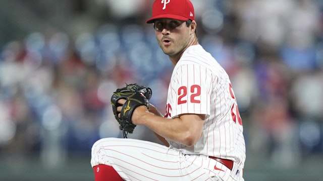 Mark Appel #22 of the Philadelphia Phillies throws a pitch against the Atlanta Braves at Citizens Bank Park on June 29, 2022 in Philadelphia, Pennsylvania
