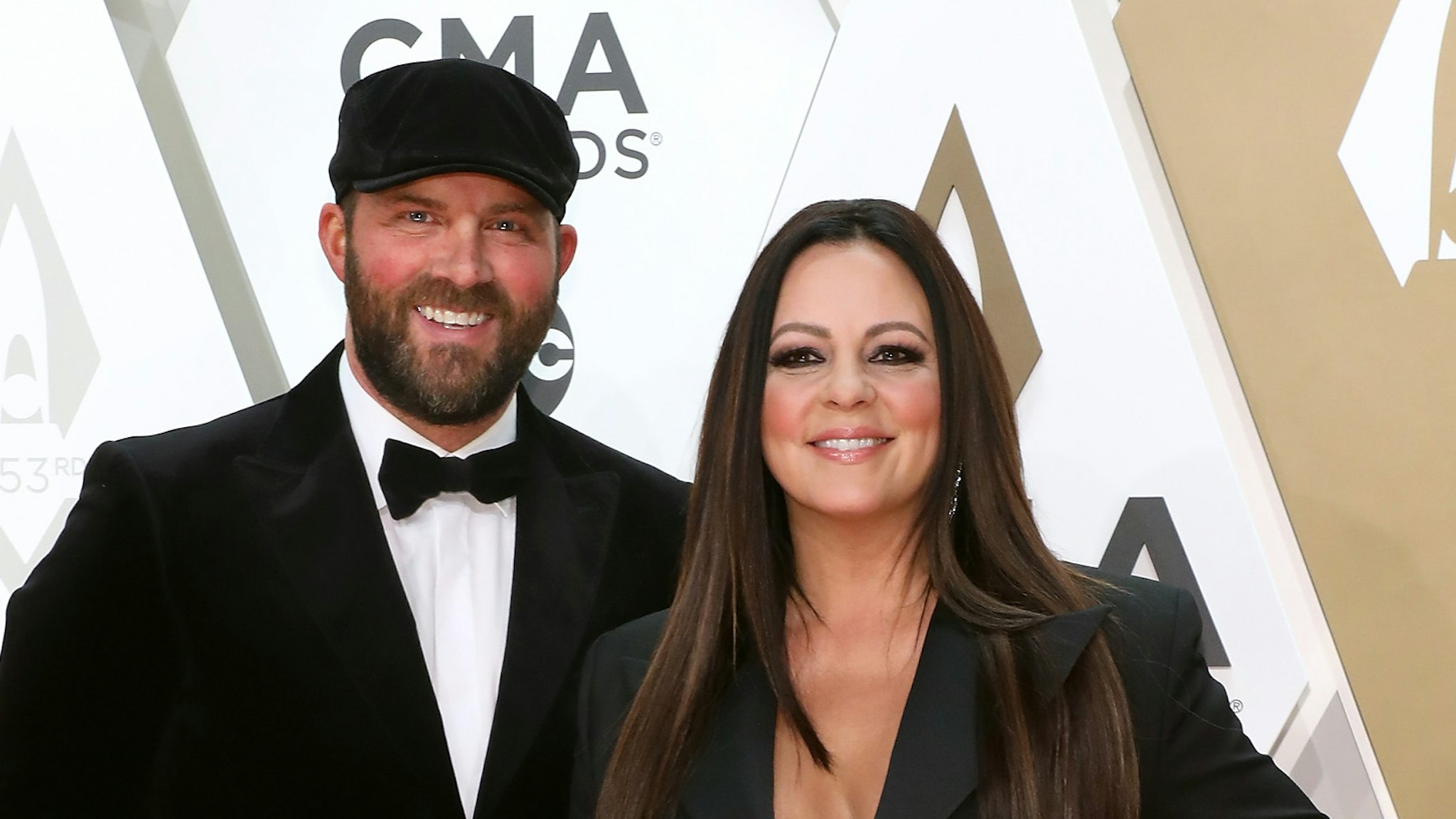 Jay Barker and Sara Evans attend the 53nd annual CMA Awards at Bridgestone Arena on November 13, 2019 in Nashville, Tennessee.