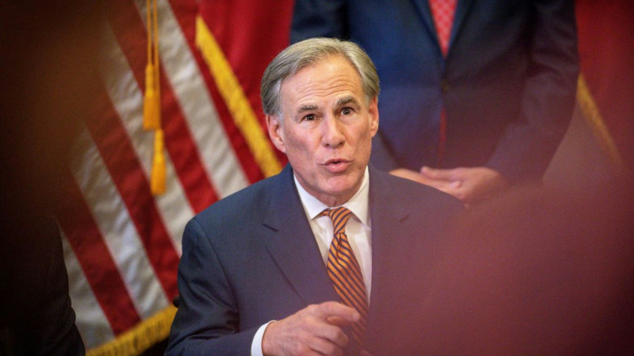Texas Governor Greg Abbott speaks during a press conference where he signed Senate Bills 2 and 3 at the Capitol on June 8, 2021 in Austin, Texas. Governor Abbott signed the bills into law to reform the Electric Reliability Council of Texas and weatherize and improve the reliability of the state's power grid.