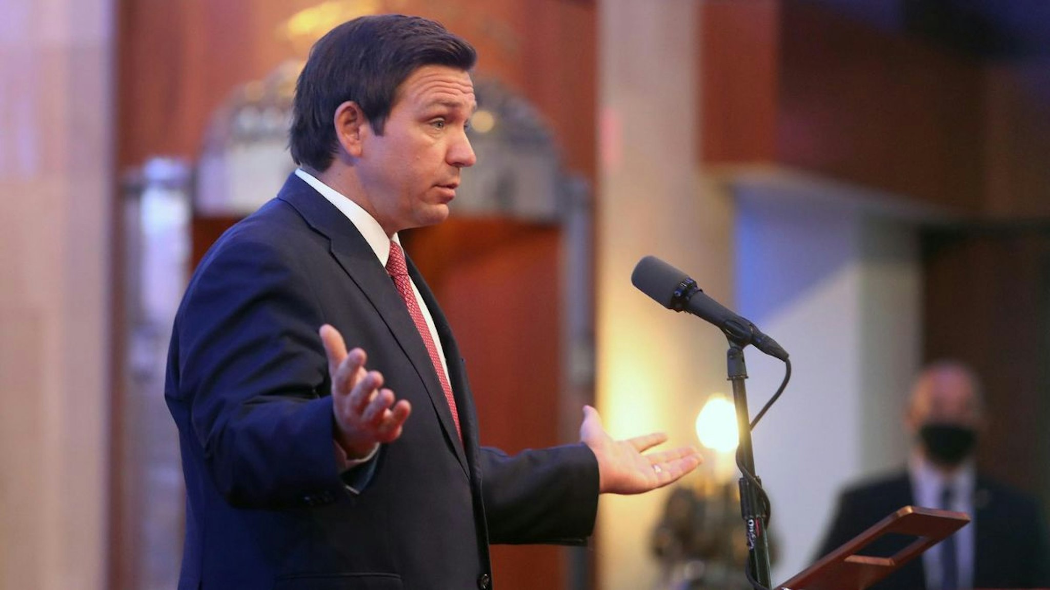 For Florida Republicans, the legislative session borrowed from an emotionally charged agenda set in part by Gov. Ron DeSantis, a potential presidential candidate for 2024, here at a COVID-19 vaccination drive on Feb. 4, 2021, in Aventura, Florida.
