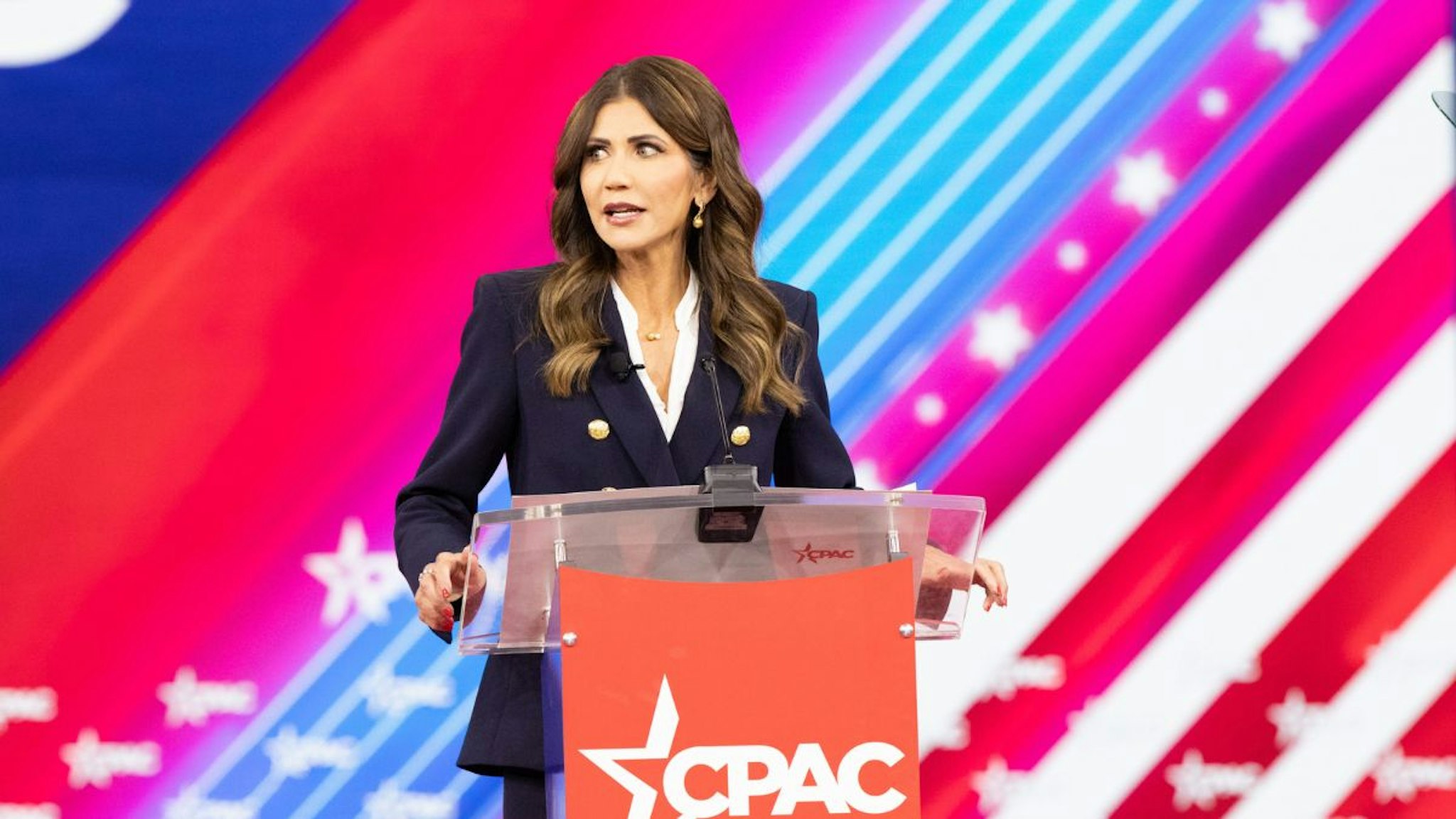 Kristi Noem, governor of South Dakota, speaks during the Conservative Political Action Conference (CPAC) in Orlando, Florida, U.S., on Friday, Feb. 25, 2022.