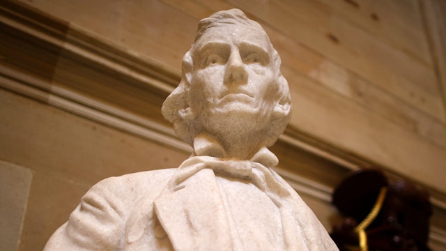 WASHINGTON, DC - JUNE 18: A statue of Alexander Hamilton Stephens, vice president of the Confederate States from 1861 to 1865, is on display in Statuary Hall inside the U.S. Capitol June 18, 2020 in Washington, DC. Speaker of the House Nancy Pelosi (D-CA) has requested that Congress remove this statue and 10 others of Confederate soldiers and officials from the U.S. Capitol. "The statues in the Capitol should embody our highest ideals as Americans, expressing who we are and who we aspire to be as a nation. Monuments to men who advocated cruelty and barbarism to achieve such a plainly racist end are a grotesque affront to these ideals. Their statues pay homage to hate, not heritage. They must be removed," Pelosi wrote in the letter addressed to Joint Committee on the Library Chair Roy Blunt (R-MO) and Vice Chair Zoe Lofgren (D-CA).