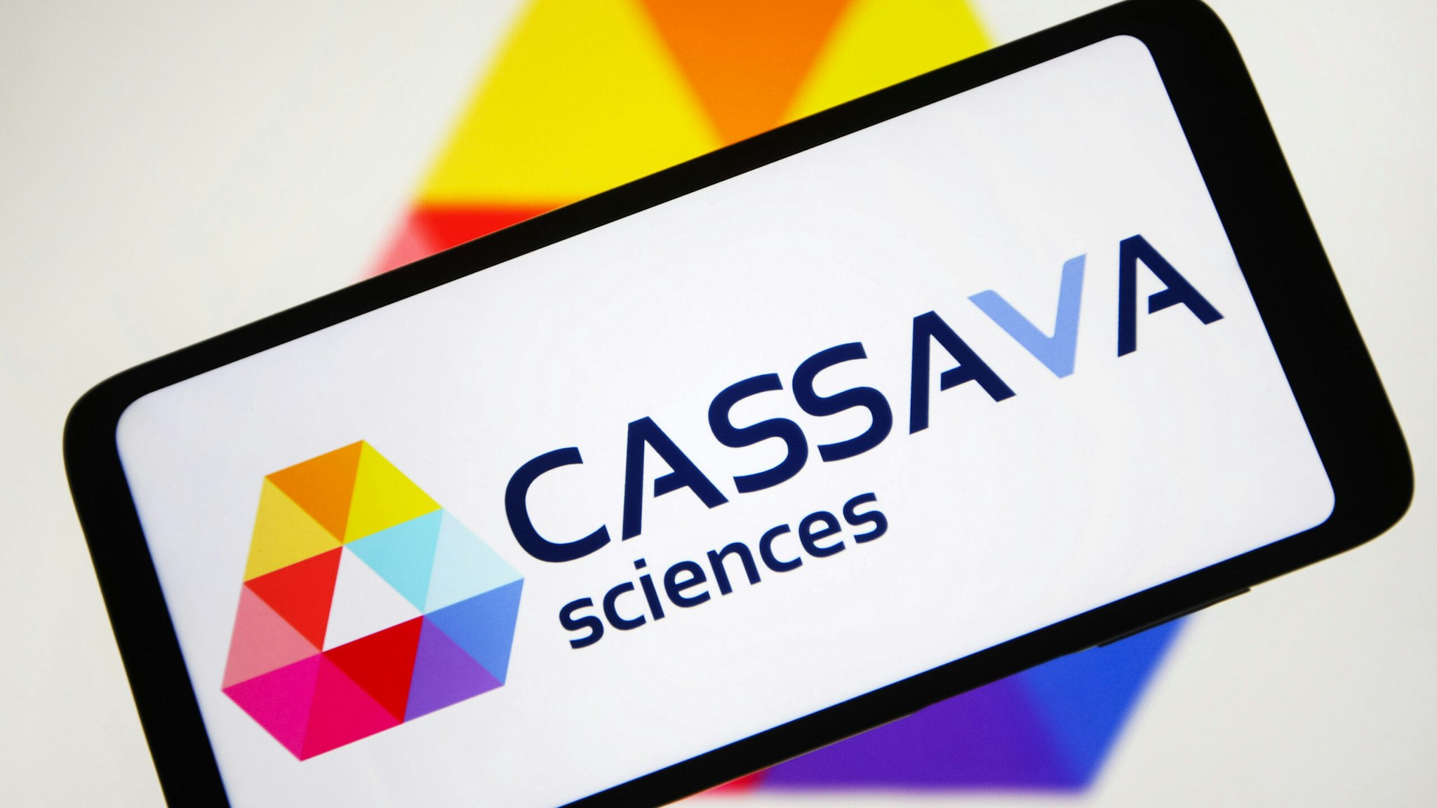 UKRAINE - 2021/10/31: In this photo illustration a Cassava Sciences, Inc. logo is seen on a smartphone screen.