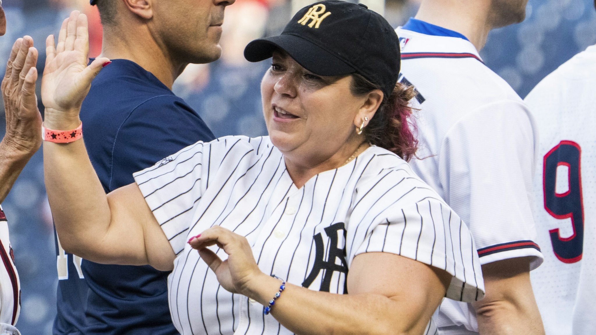 UNITED STATES - JULY 28: Rep. Linda Sanchez, D-Calif., takes the field during the Congressional Baseball Game at Nationals Park on Thursday, July 28, 2022. The Republicans prevailed over the Democrats by the score of 10-0.