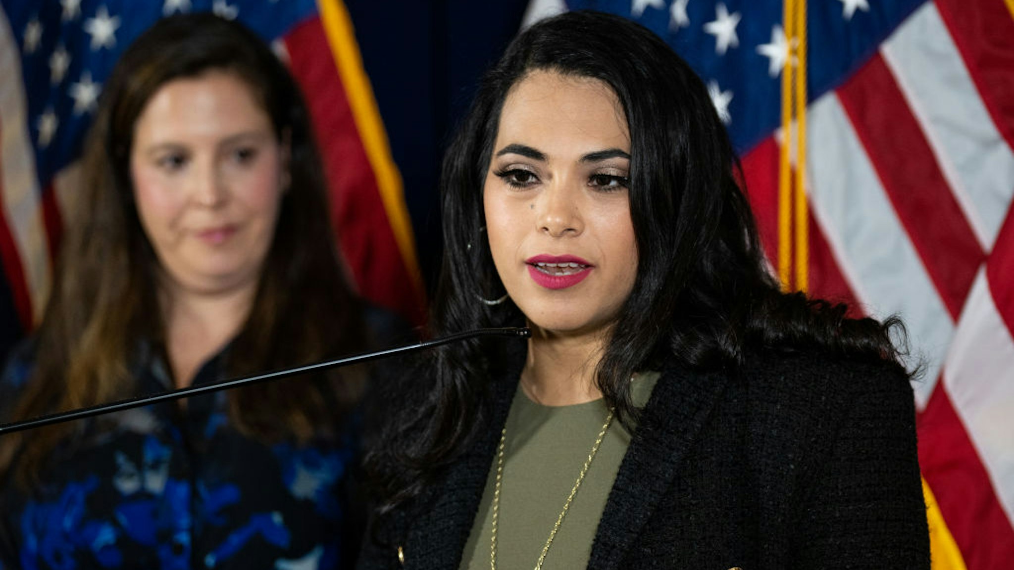 UNITED STATES - MAY 17: Congressional candidate from Texas Mayra Flores speaks during the news conference to announce the formation of the Hispanic Leadership Trust at the Republican National Committee headquarters in Washington on Tuesday, May 17, 2022.