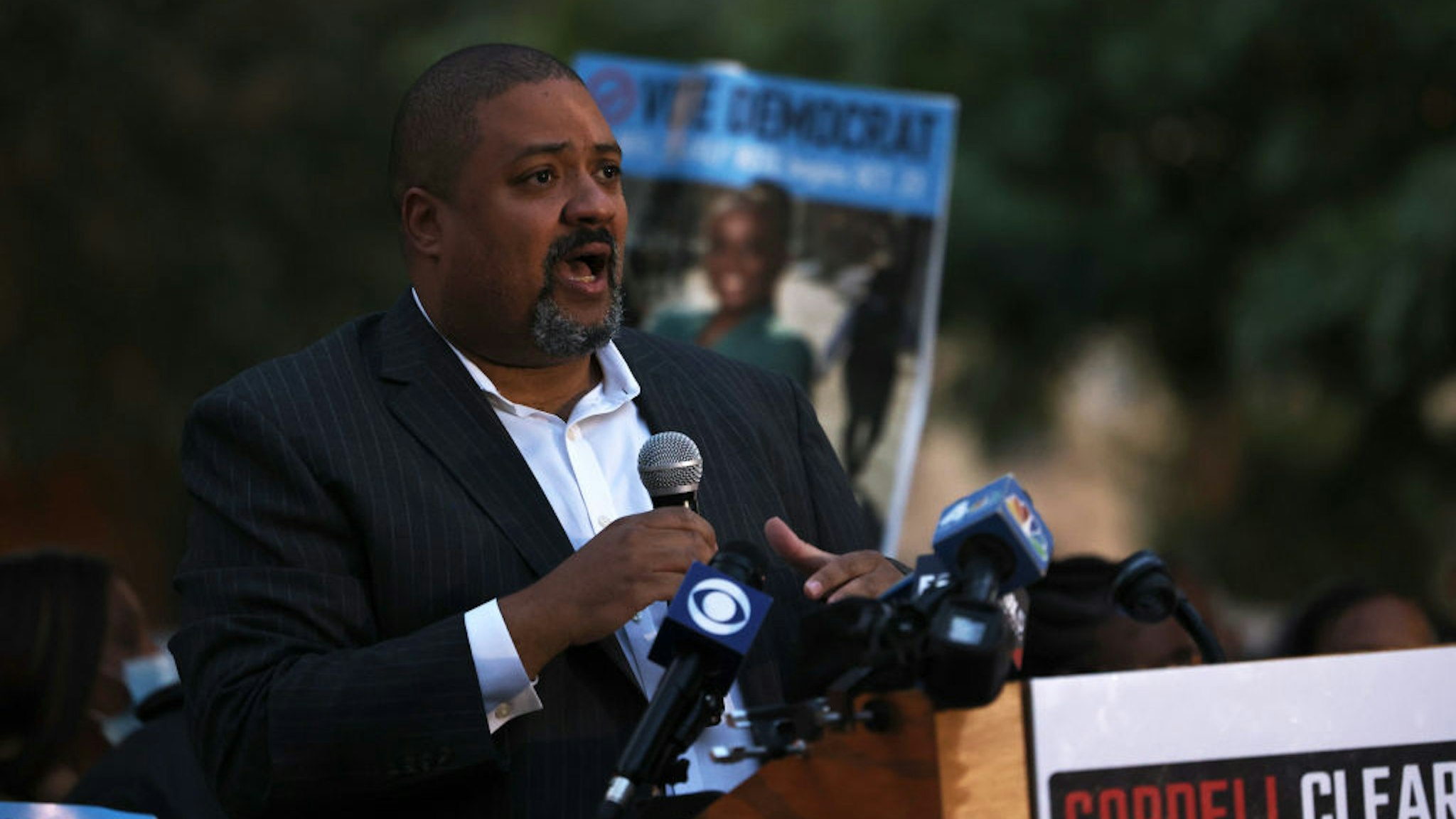 District attorney candidate Alvin Bragg speaks during a Get Out the Vote rally