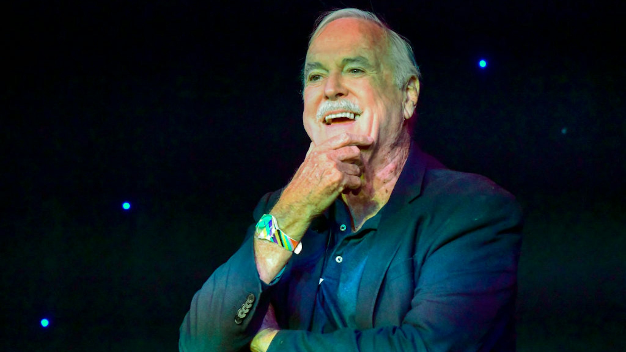 AUSTIN, TEXAS - MARCH 12: John Cleese speaks onstage at 'Comedy with the Cleeses' during the 2022 SXSW Conference and Festivals at Creek and the Cave on March 12, 2022 in Austin, Texas. (Photo by Amanda Stronza/Getty Images for SXSW)