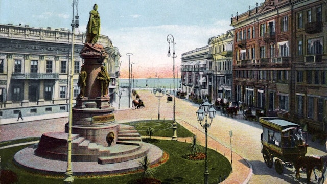 Odessa, Ukraine - monument to Catherine II and Nikolavesky boulevard.