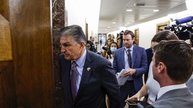 Senate Energy and Natural Resources Committee Chairman Joe Manchin (D-WV) arrives to a hearing at the Dirksen Senate Office Building on July 19, 2022 in Washington, DC