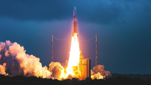 KOUROU, FRENCH GUIANA - DECEMBER 25: Ariane 5 lifts off and deploys the James Webb Space Telescope on December 25, 2021 in Kourou, French Guiana.