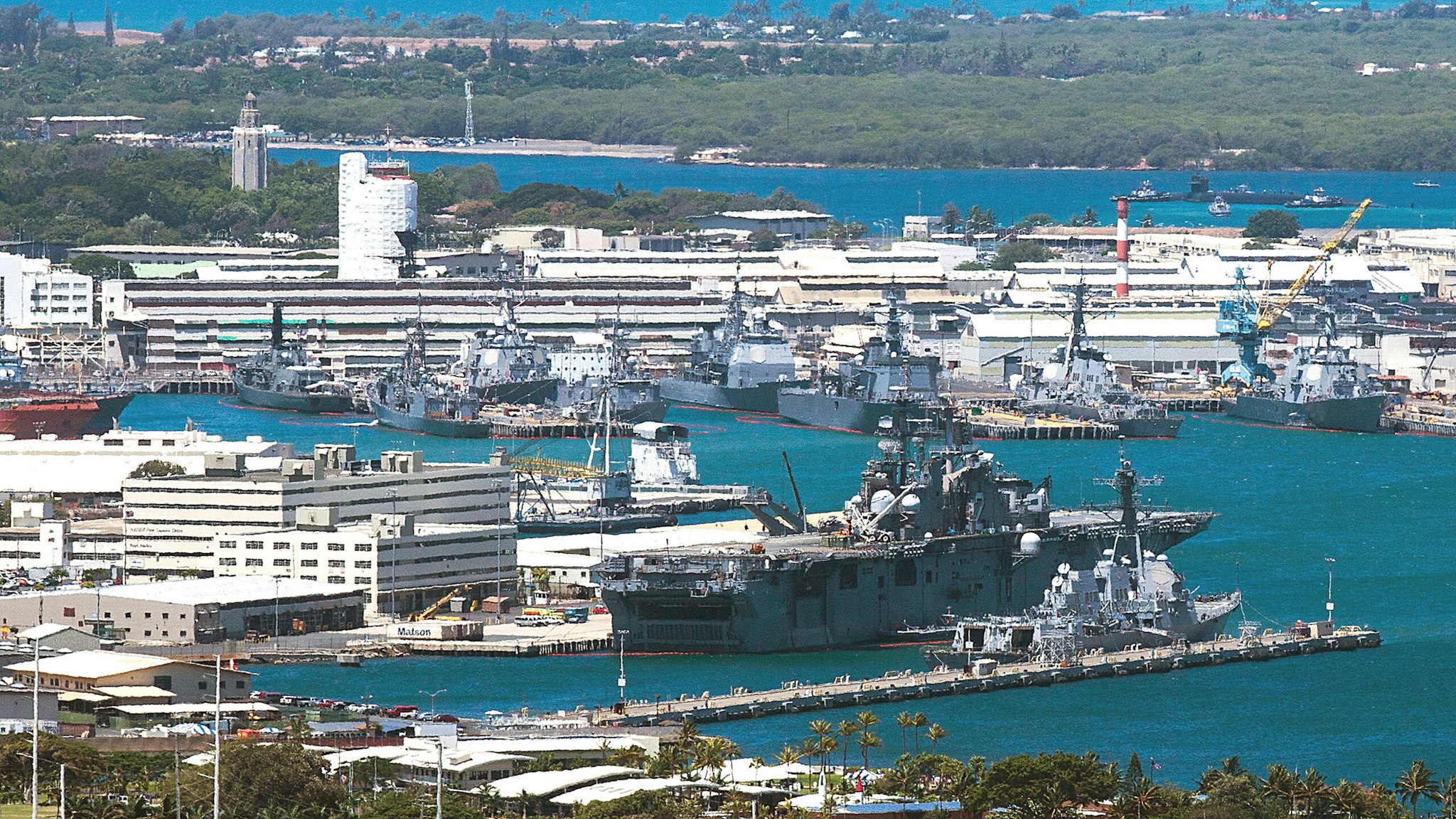 A general view of Joint Base Pearl Harbor-Hickam on Friday, June 29, 2012 in Pearl Harbor, Hawaii. Twenty-two nations, 42 ships, six submarines, more than 200 aircraft and 25,000 personnel will participate in the biennial RIMPAC exercise from June 29 to August 3, in and around the Hawaiian Islands.