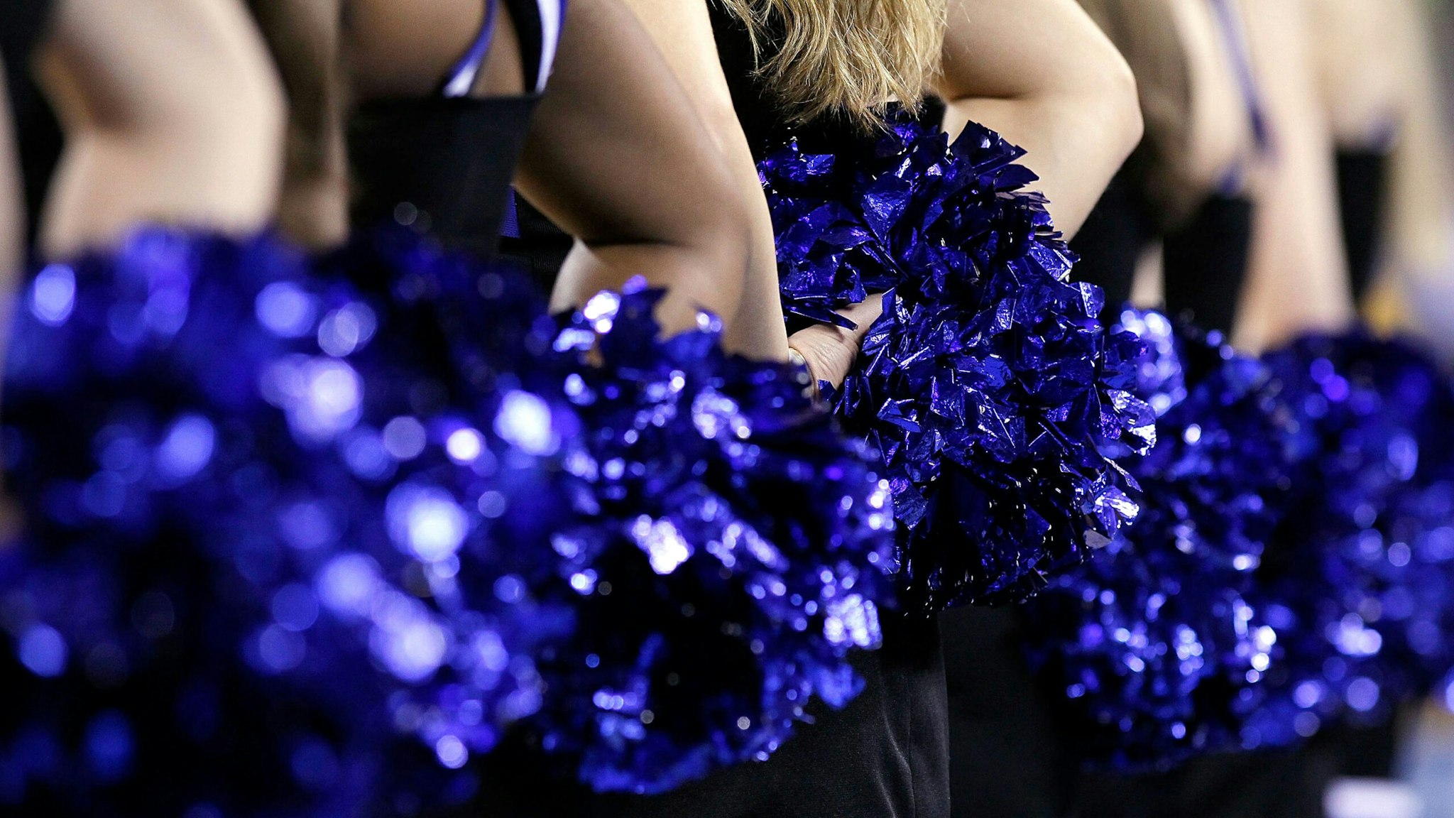 INDIANAPOLIS - APRIL 03: The Duke Blue Devils cheerleaders perform while taking on the West Virginia Mountaineers during the National Semifinal game of the 2010 NCAA Division I Men's Basketball Championship at Lucas Oil Stadium on April 3, 2010 in Indianapolis, Indiana.
