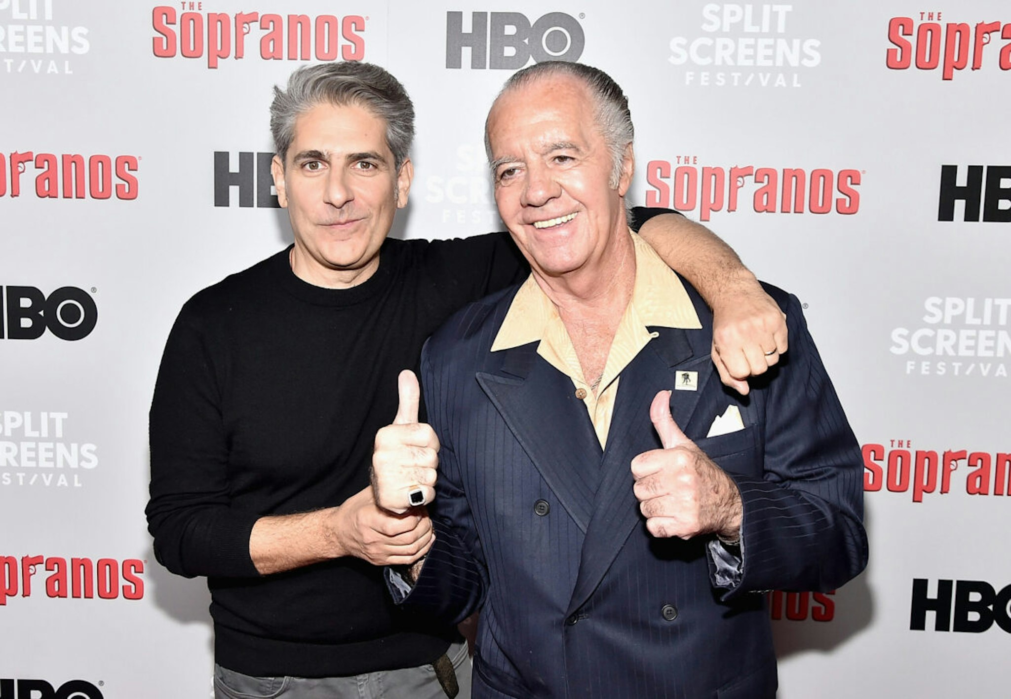 Michael Imperioli and Tony Sirico attend the "The Sopranos" 20th Anniversary Panel Discussion at SVA Theater on January 09, 2019 in New York City.