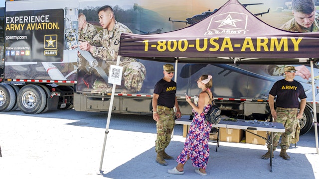 Miami Beach, Florida, Hyundai Air &amp; Sea Show, Military Village vendor, Army Aviation truck and booth.
