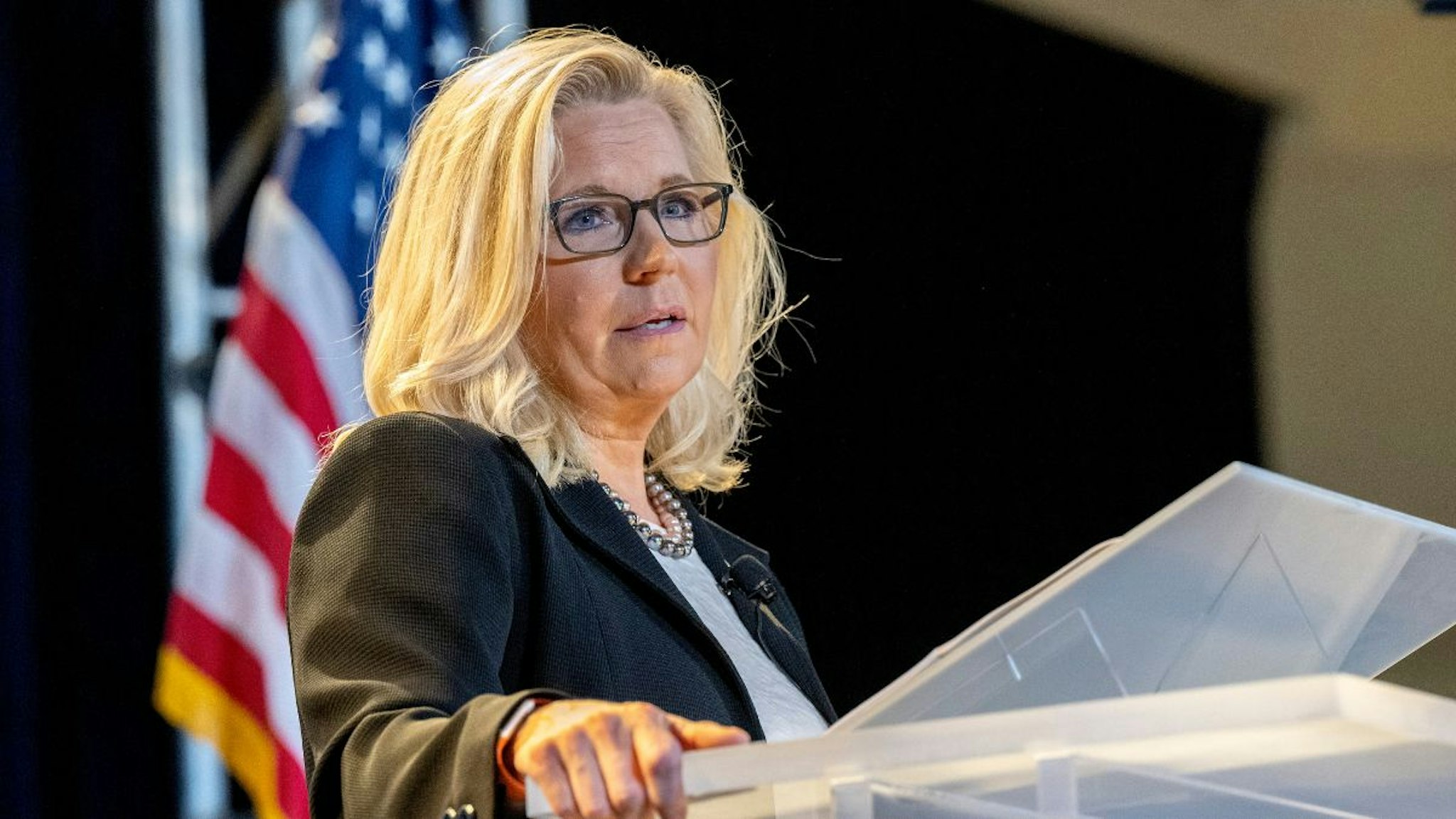 Congresswoman Liz Cheney speaks at the Ronald Reagan Presidential Library in Simi Valley Wednesday, June 29, 2022.