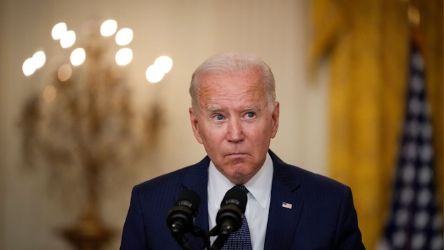 WASHINGTON, DC - AUGUST 26: U.S. President Joe Biden speaks about the situation in Afghanistan in the East Room of the White House on August 26, 2021 in Washington, DC.