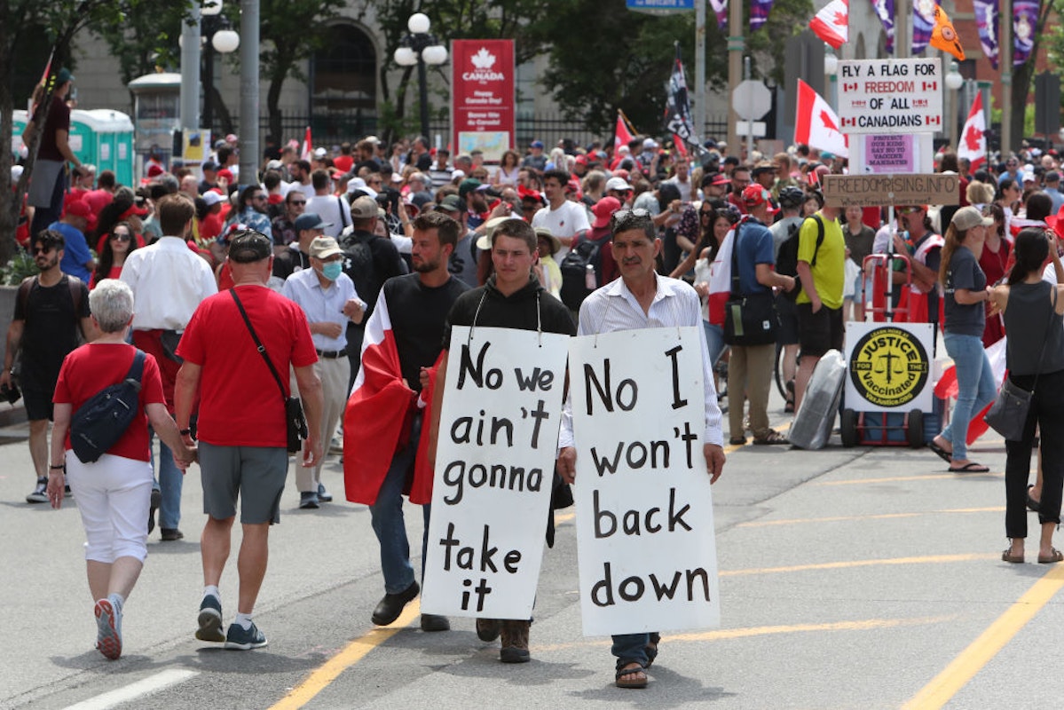 Freedom Convoy Protesters Show Up On Canada Day To Protest COVID