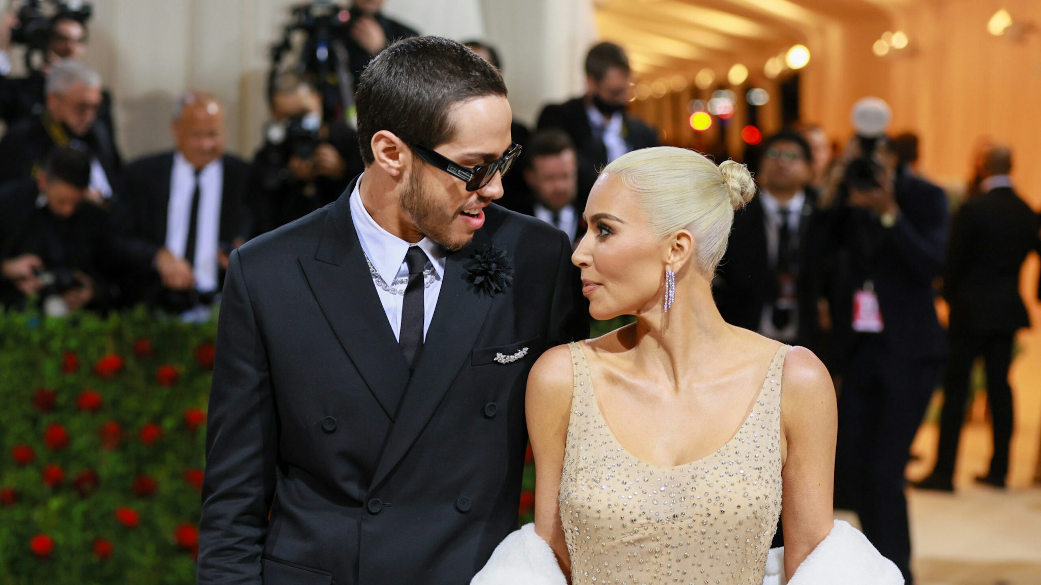 Pete Davidson and Kim Kardashian attend The 2022 Met Gala Celebrating "In America: An Anthology of Fashion" at The Metropolitan Museum of Art on May 02, 2022 in New York City.
