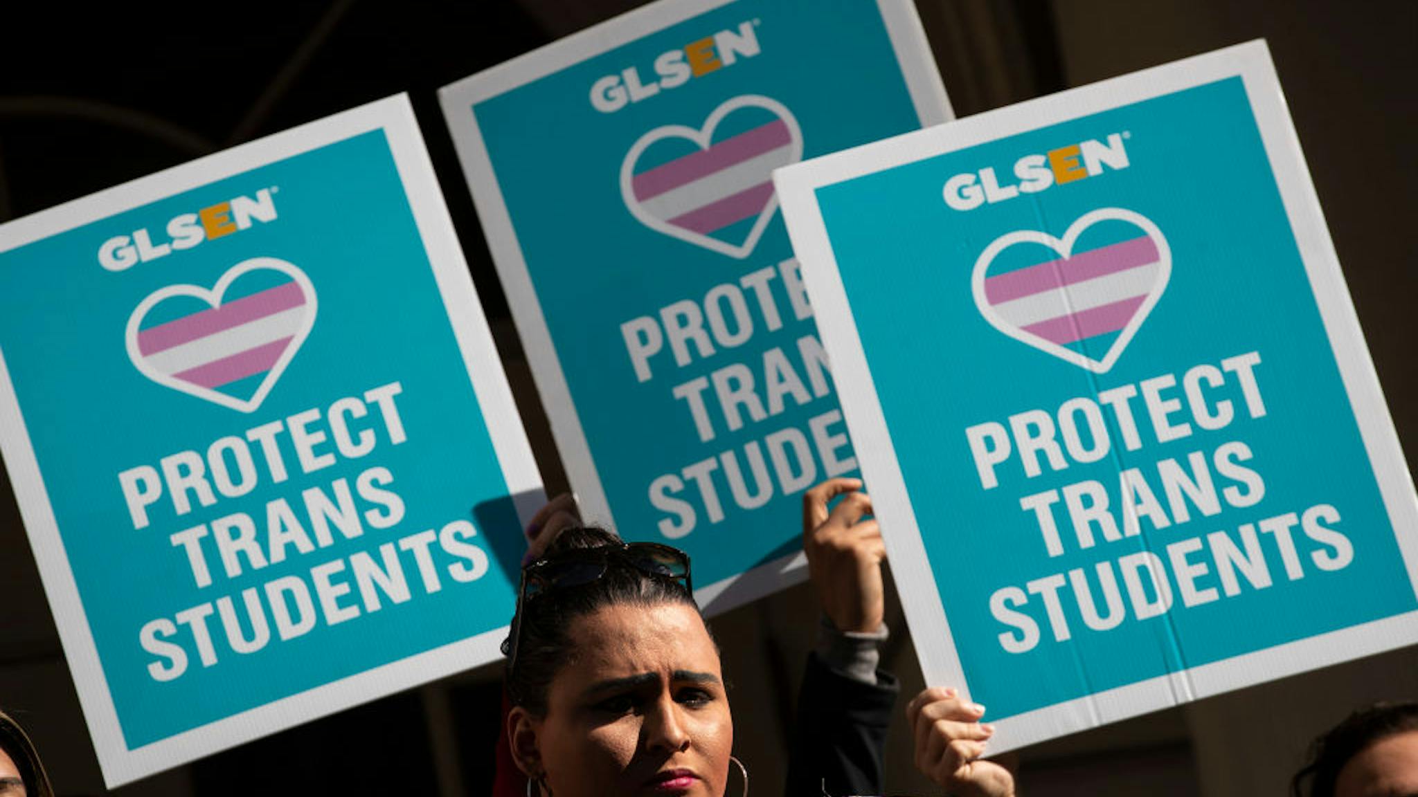 Rally Held In Support Of Transgender Community NEW YORK, NY - OCTOBER 24: L.G.B.T. activists and their supporters rally in support of transgender people on the steps of New York City Hall, October 24, 2018 in New York City. The group gathered to speak out against the Trump administration's stance toward transgender people. Last week, The New York Times reported on an unreleased administration memo that proposes a strict biological definition of gender based on a person's genitalia at birth. (Photo by Drew Angerer/Getty Images)