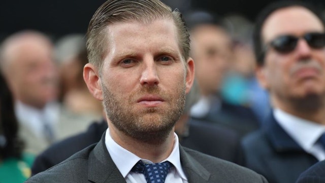 US businessman and son of the US president Eric Trump attends a French-US ceremony at the Normandy American Cemetery and Memorial in Colleville-sur-Mer, Normandy, northwestern France, on June 6, 2019, as part of D-Day commemorations marking the 75th anniversary of the World War II Allied landings in Normandy.