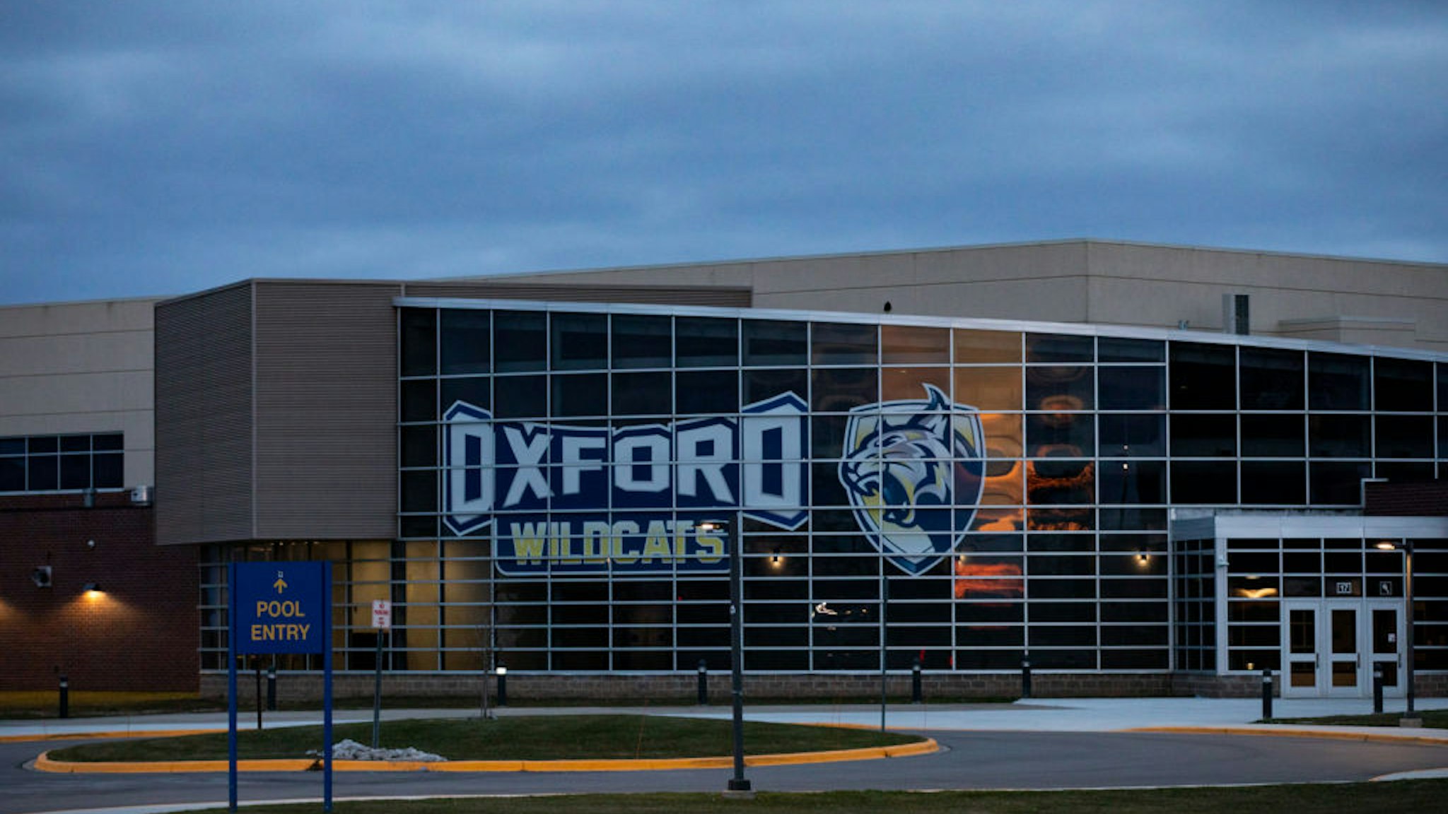 An exterior view of Oxford High School on December 7, 2021 in Oxford, Michigan