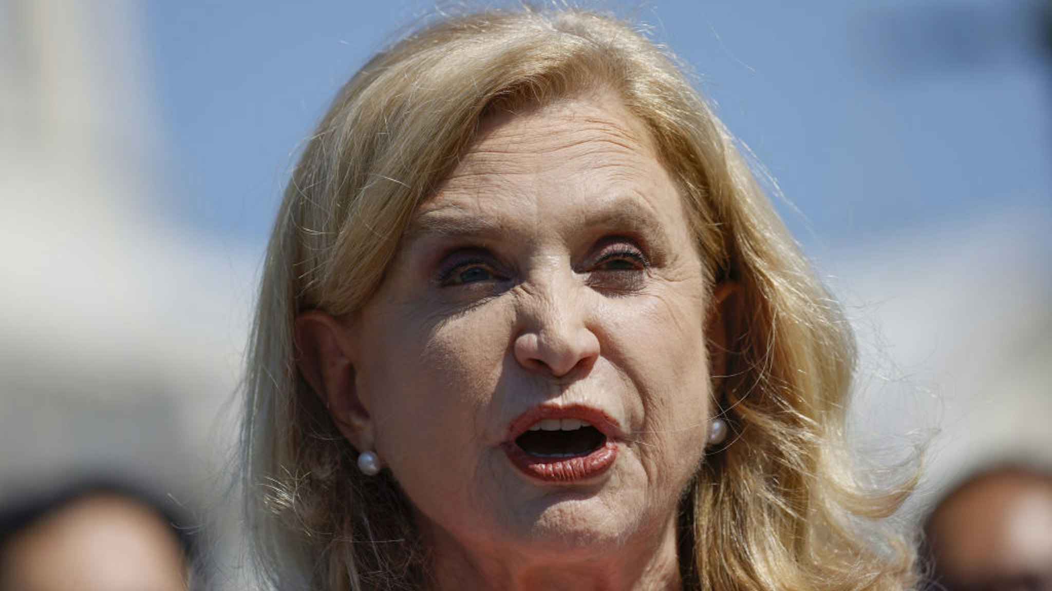 Representative Carolyn Maloney, a Democrat from New York, speaks during a news conference outside the US Capitol in Washington, D.C., US, on Tuesday, July 12, 2022.