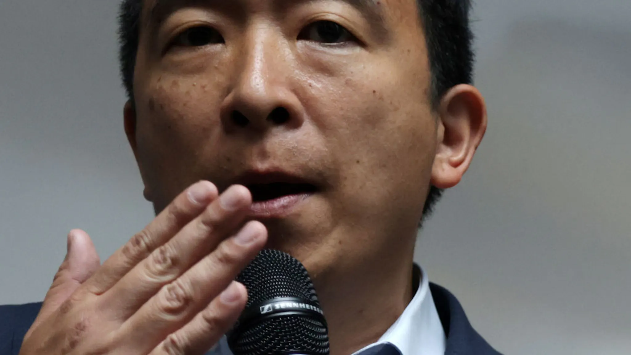 New York City Mayoral Candidate Andrew Yang Holds Get Out The Vote Rally Days Before Primary NEW YORK, NEW YORK - JUNE 13: Democratic mayoral candidate Andrew Yang speaks to voters during a campaign rally June 13, 2021 in New York, New York. Yang continued to campaign for his run for New York City mayor. Early voting for the June 22 primary election has started yesterday. (Photo by Alex Wong/Getty Images)