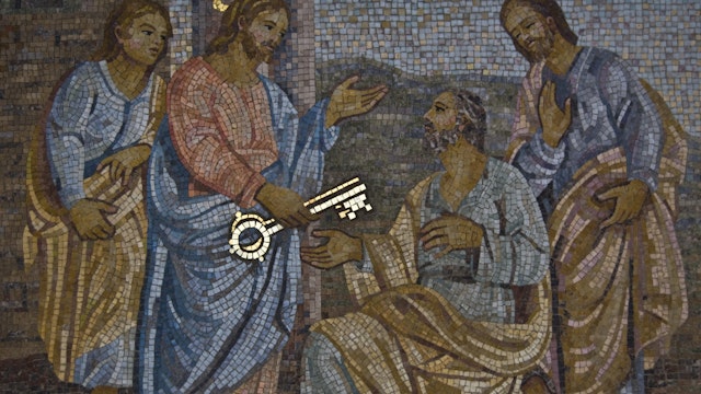 mosaic of Saint Peter receiving the key from Jesus