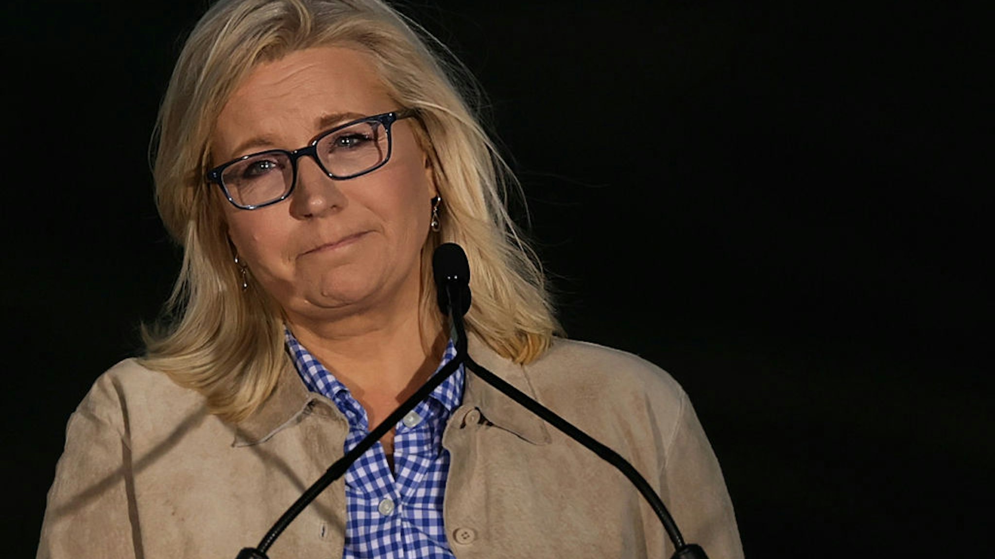JACKSON, WYOMING - AUGUST 16: U.S. Rep. Liz Cheney (R-WY) gives a concession speech to supporters during a primary night event on August 16, 2022 in Jackson, Wyoming. Rep. Cheney was defeated in her primary race by Wyoming Republican congressional candidate Harriet Hageman. (Photo by Alex Wong/Getty Images)