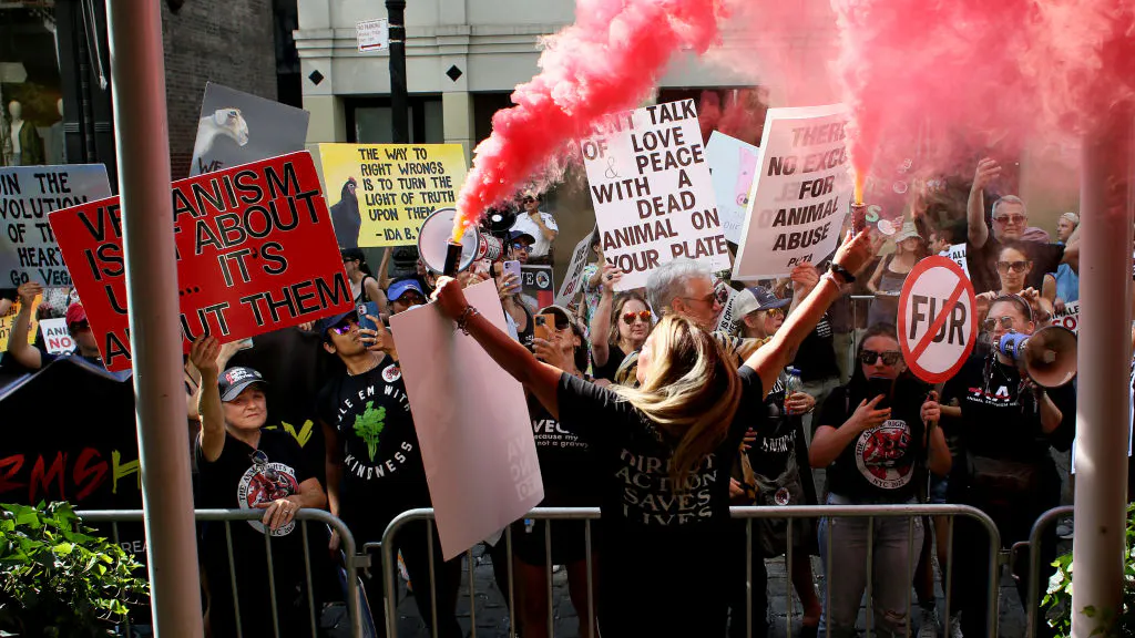 WATCH: Man Freaks Out Animal Rights Protesters By Eating Shish Kebab