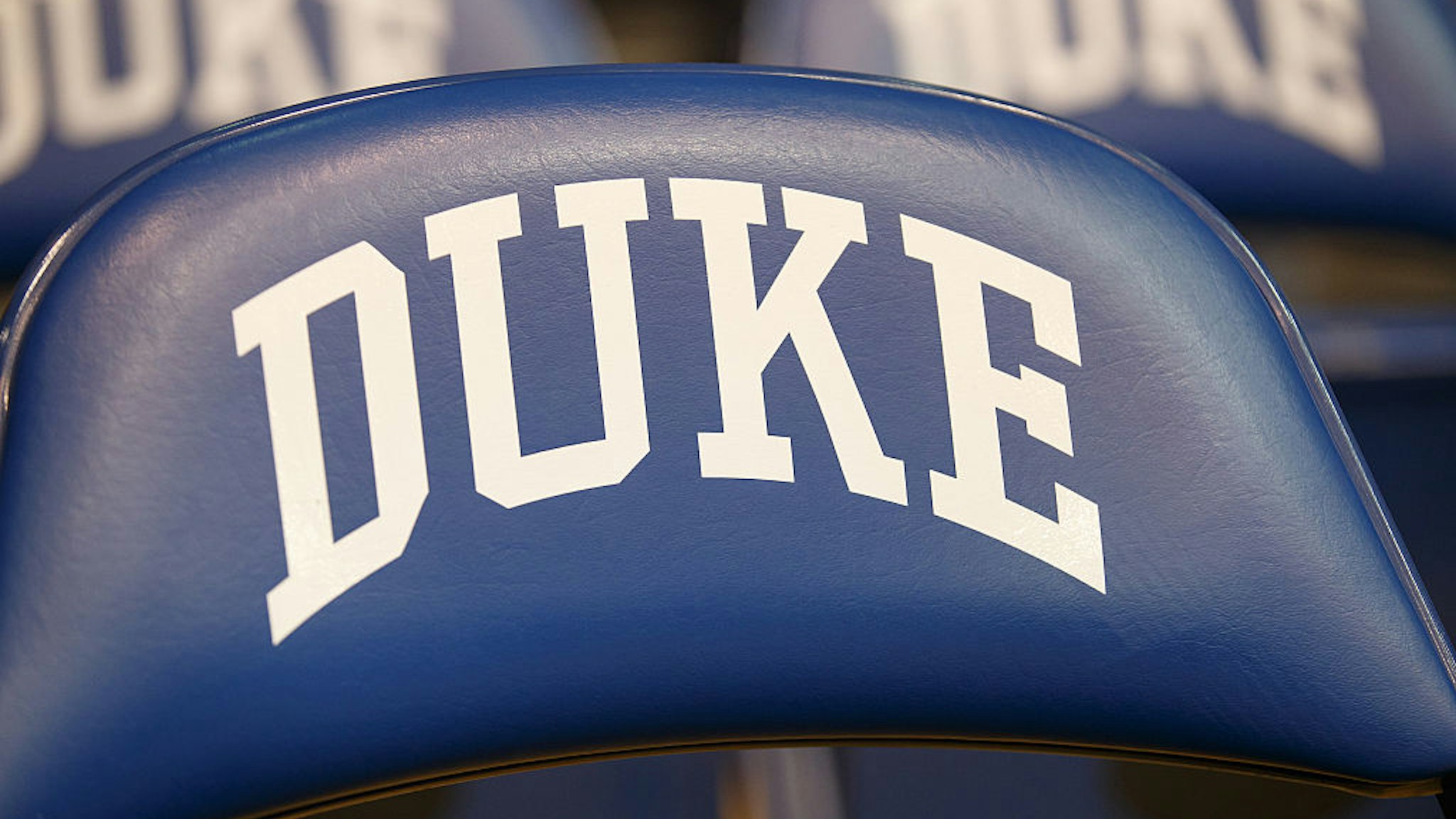 DURHAM, NC - DECEMBER 05: A general view of a Duke Blue Devils bench seat and logo during a game against the Buffalo Bulls during a 59-82 Duke Blue Devils win on December 05, 2015 at Cameron Indoor Stadium in Durham, North Carolina. (Photo by Peyton Williams/Getty Images)