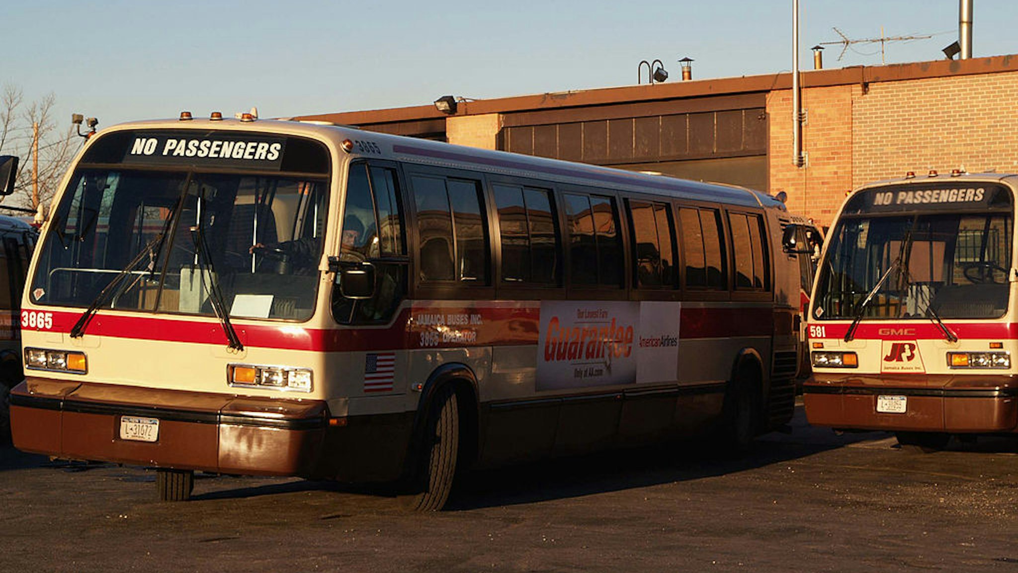 A driver at Jamaica Bus Lines garage parks his bus in Jamaica Queens on Friday, December 16, 2005.