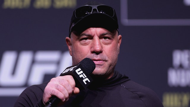 DALLAS, TEXAS - JULY 29: Joe Rogan attends the UFC 277 ceremonial weigh-in at American Airlines Center on July 29, 2022 in Dallas, Texas.