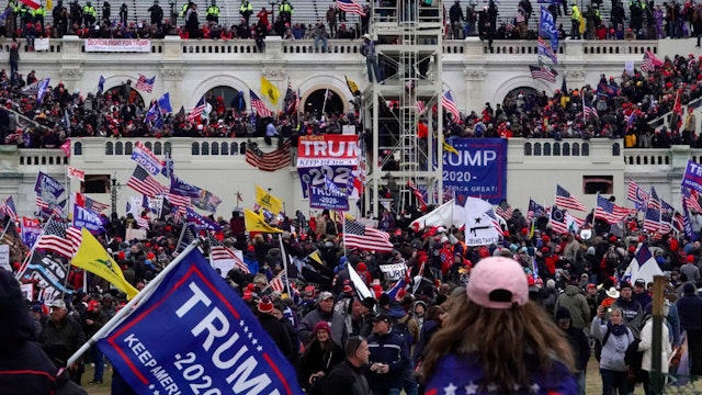 WASHINGTON, DC - JANUARY 6: Scene outside the Capitol after Trump supporters breached the building at a least one person was shot in Washington, District of Columbia on January 6, 2021. (Photo by Bonnie Jo Mount/The Washington Post via Getty Images)