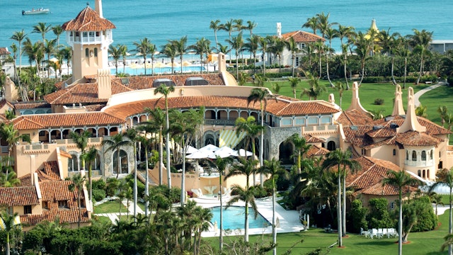 UNITED STATES - JANUARY 22: Aerial view of Mar-a-Lago, the oceanfront estate of billionaire Donald Trump in Palm Beach, Fla. Trump and Slovenian model Melania Knauss will hold their reception at the mansion tonight after their nuptials at the Episcopal Church of Bethesda-by-the-Sea.
