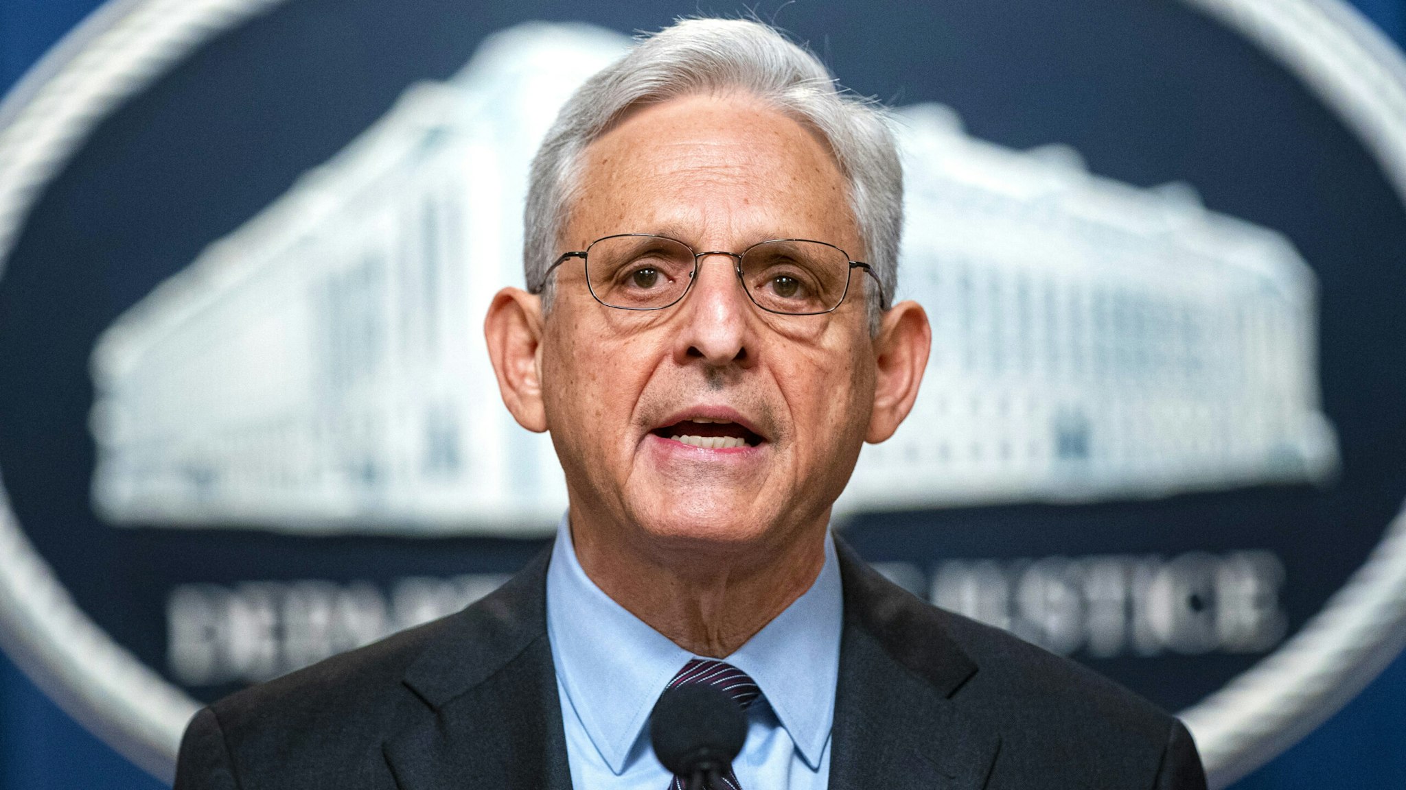 Merrick Garland, US attorney general, speaks during a news conference on the Foreign Corrupt Practices Act at the Department of Justice (DOJ) in Washington, D.C., US, on Tuesday, May 24, 2022. Units of Glencore Plc are pleading guilty to bribery charges as part of a sweeping settlement with authorities in the US and UK to resolve corruption probes that have hung over the commodities giant for years.